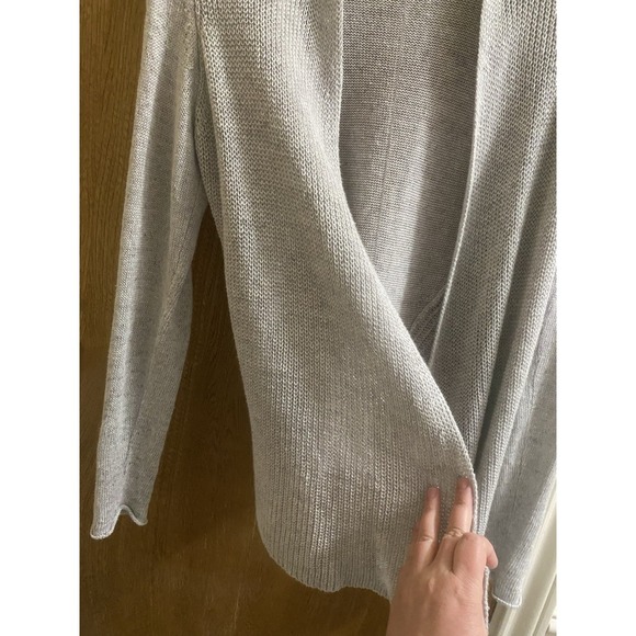 Eileen Fisher Womens Petite PP Linen Knit Open Draped Lightweight Cardigan Gray - Picture 7 of 16